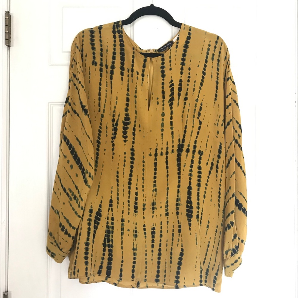 Gemma Crus Silk Tie Dye Long Sleeve Blouse